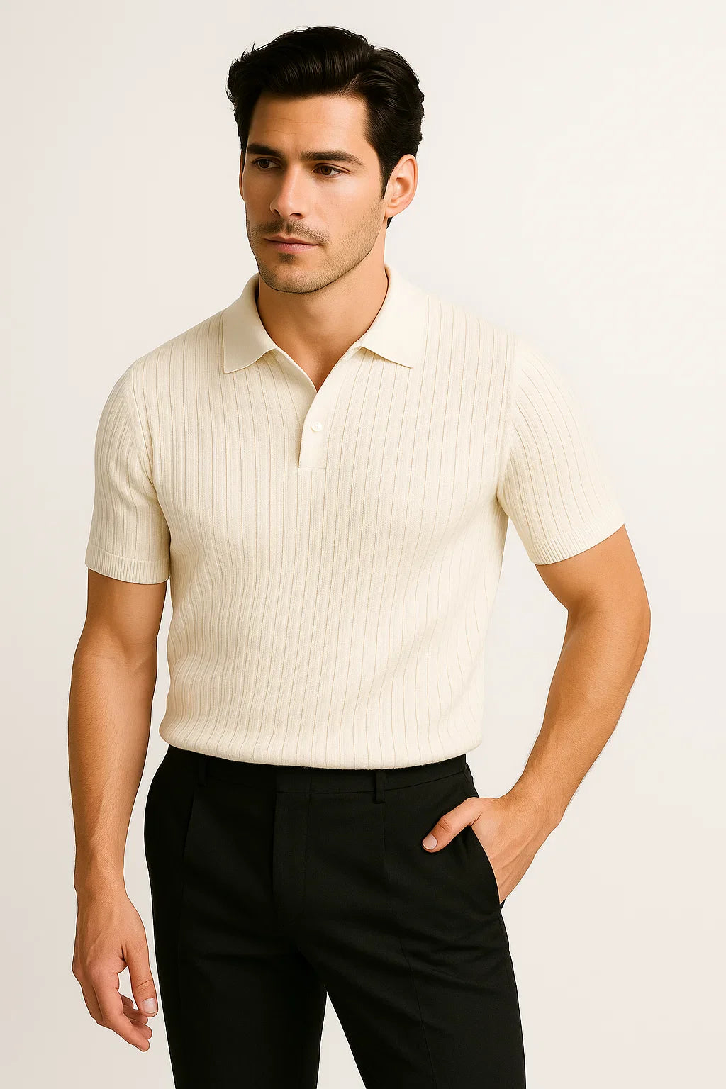 Geripptes Herren Poloshirt