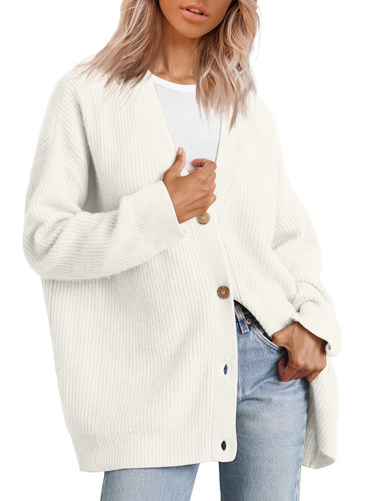 Gestreifte Strickjacke Damen mit entspannter Silhouette