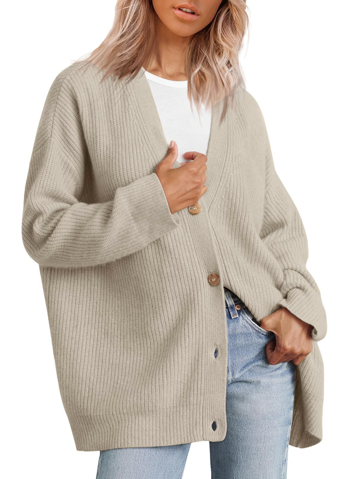 Gestreifte Strickjacke Damen mit entspannter Silhouette