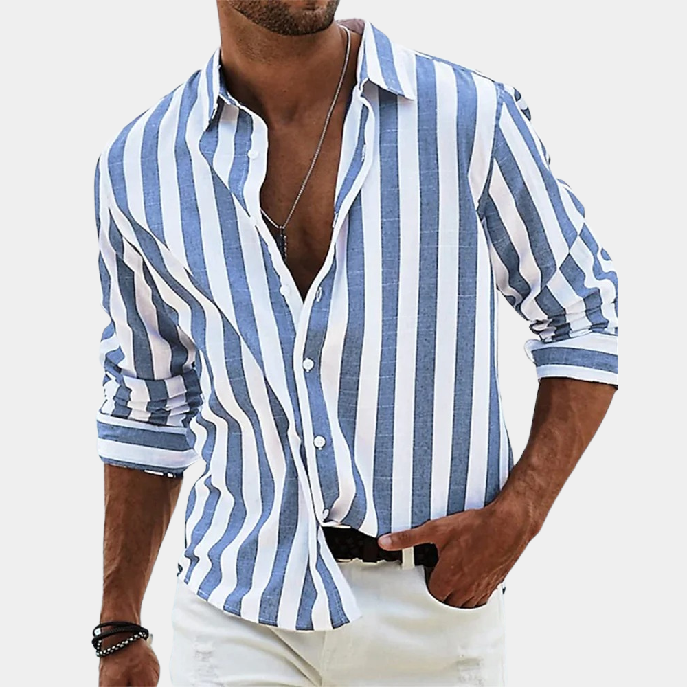 Gestreiftes Hemd | Button-Up | Sommer | Langarmhemd | Herrenhemd