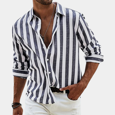 Gestreiftes Hemd | Button-Up | Sommer | Langarmhemd | Herrenhemd
