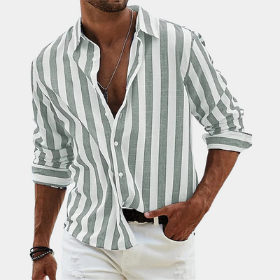 Gestreiftes Hemd | Button-Up | Sommer | Langarmhemd | Herrenhemd