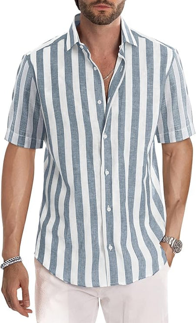 Gestreiftes Hemd | Knopfleiste | Kragen | Kurzarmhemd | Herrenhemd