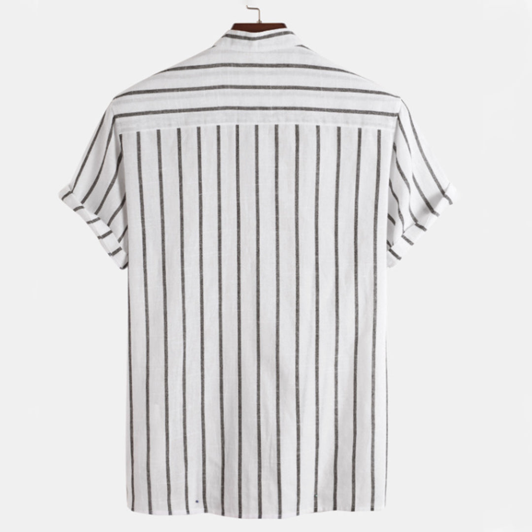Gestreiftes Hemd - Sommer - zugeknöpft - Kurzarmhemd - Herrenhemden