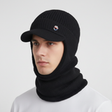 Gestrickte Herrenmütze mit Schirm und kuscheligem Innenfutter – Schwarz