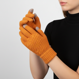 Gestrickte Touchscreen-Handschuhe mit Fütterung – Gelb