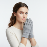 Gestrickte Touchscreen-Handschuhe mit Fütterung – Grau
