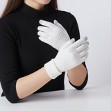 Gestrickte Touchscreen-Handschuhe mit Fütterung – Weiß