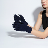Gestrickte Touchscreen-Handschuhe mit Fütterung – Dunkelblau