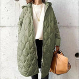 Damen Langarm Padded Parka mit Kapuze und Taschen – Hellgrün