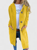 Marlene | Lange Kuschel-Strickjacke Mit Knopfleiste – Gelb