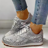 Glitzerschuhe Damen | Funkel-Design & Bequemer Sneaker-Komfort – Silber