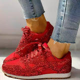 Glitzerschuhe Damen | Funkel-Design & Bequemer Sneaker-Komfort – Rot