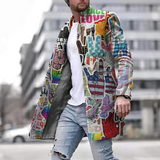 Grafikmantel Herren | Langer Mantel | Urbaner Style mit Charakter – Rainbow
