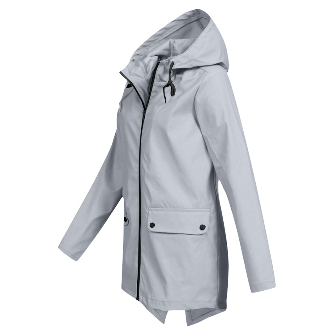 Stylische Leichte Regenjacke mit Kapuze und Reissverschluss für Damen | Ideal für den Winter