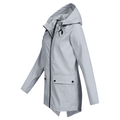 Stylische Leichte Regenjacke mit Kapuze und Reissverschluss für Damen | Ideal für den Winter