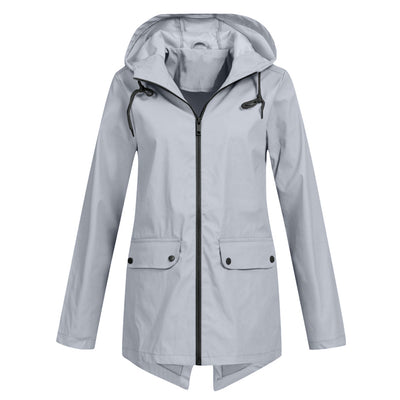 Stylische Leichte Regenjacke mit Kapuze und Reissverschluss für Damen | Ideal für den Winter