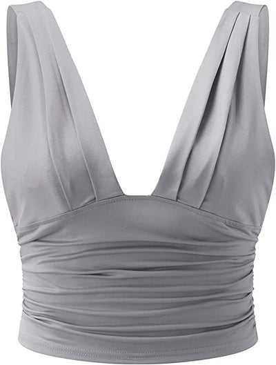 Damen Sommertop mit V-Ausschnitt – Breite Träger & Stretch-Komfort