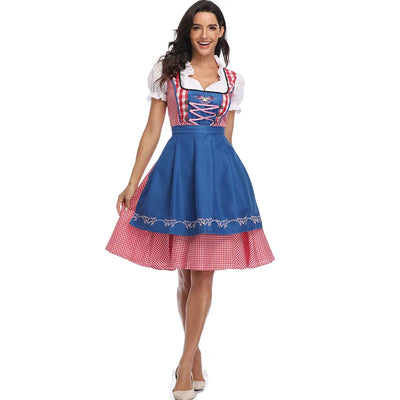 Oktoberfest Dirndl Damen – Traditionelles Trachtenkleid mit Schürze
