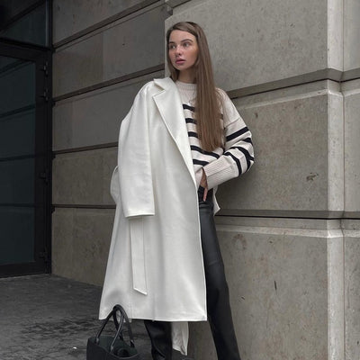 Stilvoller weißer Pullover mit Streifen für Damen | Ideal für den Winter