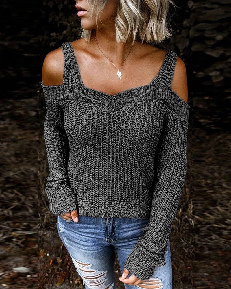Eleganter Strickpullover mit langen Ärmeln und Cut-Out-Detail für Damen | Ideal für den Winter