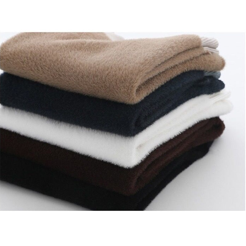 Lässiger warmer Strickpullover mit Plüschfutter für Damen | Ideal für den Winter