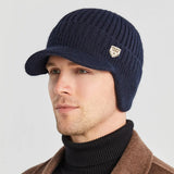 Herren Strickmütze mit Ohrenklappen – Grau