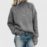 Andreas | Damen Gerippter Winterpullover mit langen Ärmeln – Grau