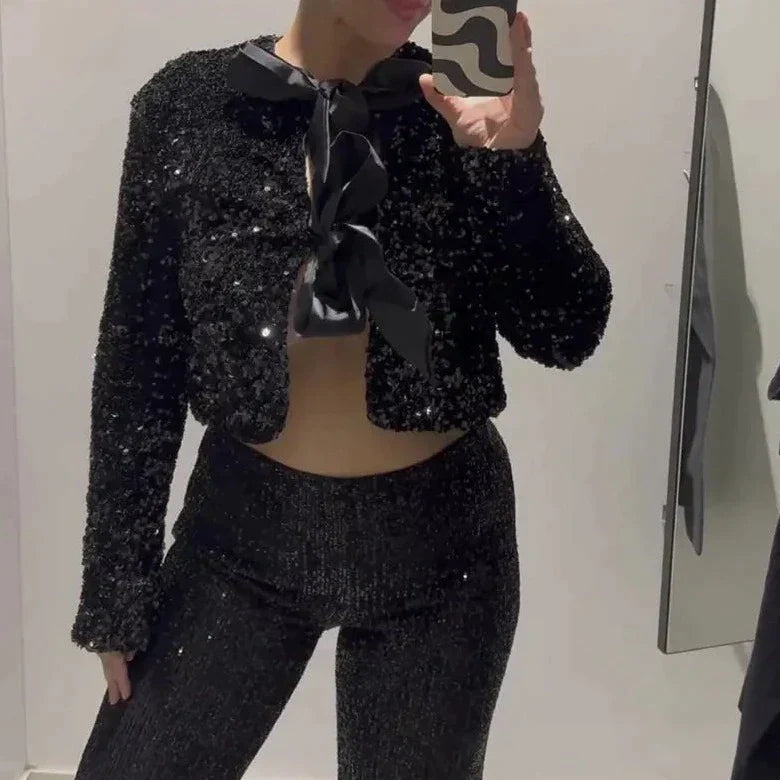 Glamouröse Damen-Paillettenjacke mit Glitzereffekt