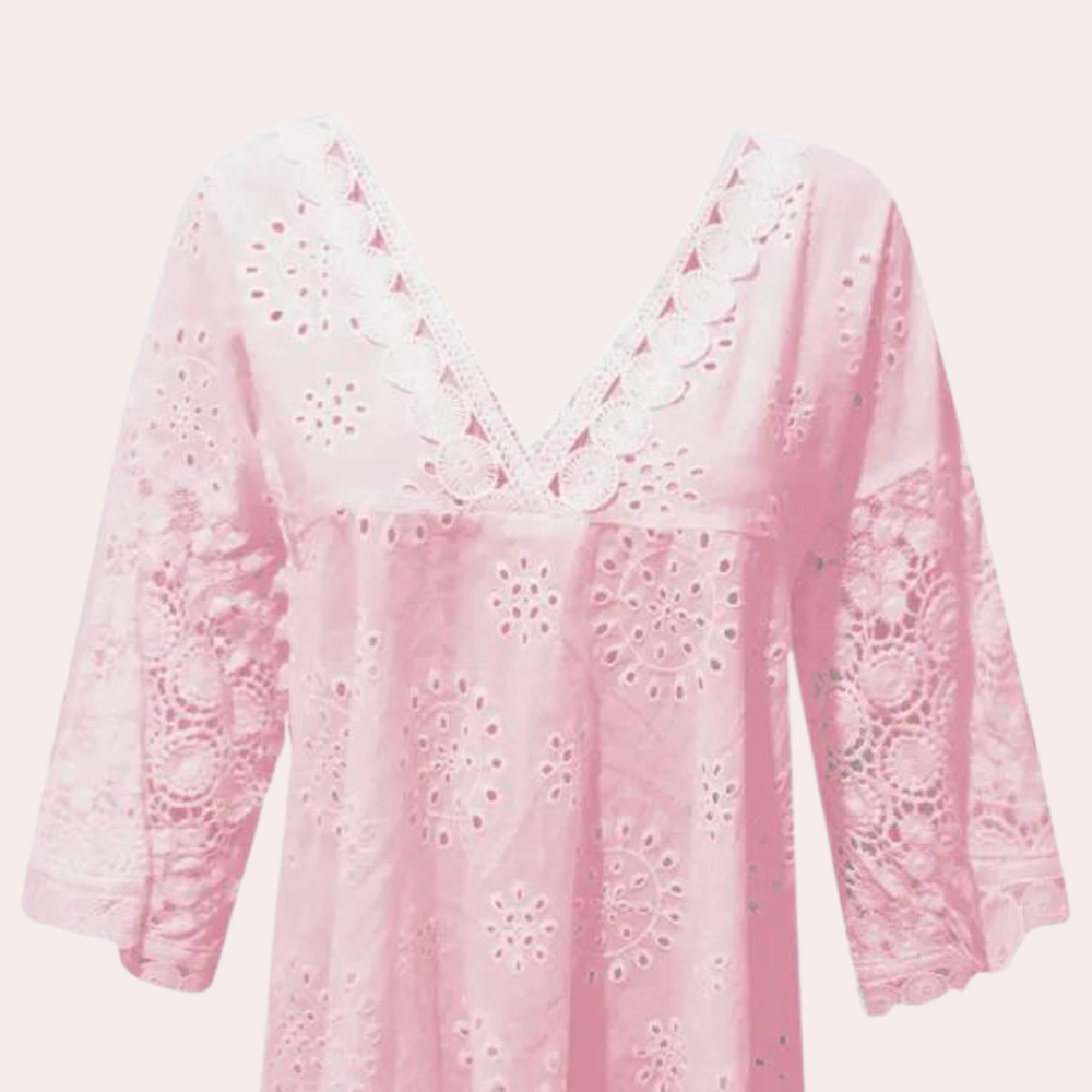 Elegante Damen Spitzenbluse mit V-Ausschnitt - Luftig & Leicht