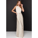 Damen Ärmelloses V-Ausschnitt Fließendes Anlasskleid – Elegante Party Mode – silber
