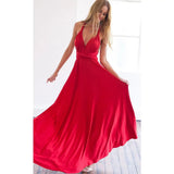 Damen Ärmelloses V-Ausschnitt Fließendes Anlasskleid – Elegante Party Mode – rot