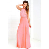 Damen Ärmelloses V-Ausschnitt Fließendes Anlasskleid – Elegante Party Mode – rosa