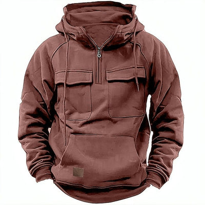 Halb-Reißverschluss-Hoodie – Pullover – Kängurutasche – Cargo-Hoodie – Herren-Hoodie