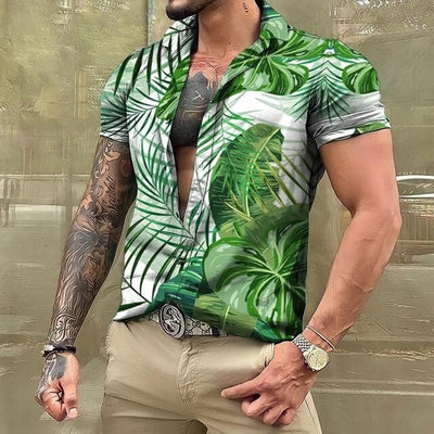Hawaiihemd - Button-Up - Bedruckt - Kurzarmhemd - Herrenhemden