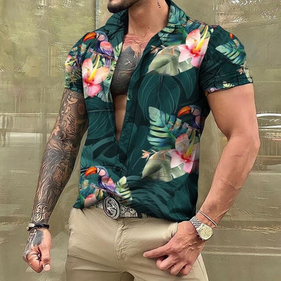 Hawaiihemd - Button-Up - Bedruckt - Kurzarmhemd - Herrenhemden
