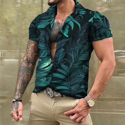 Hawaiihemd - Button-Up - Bedruckt - Kurzarmhemd - Herrenhemden
