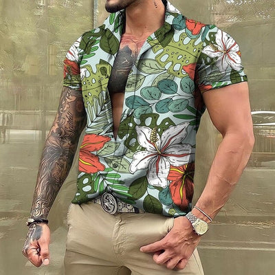 Hawaiihemd - Button-Up - Bedruckt - Kurzarmhemd - Herrenhemden