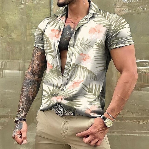 Hawaiihemd - Button-Up - Bedruckt - Kurzarmhemd - Herrenhemden