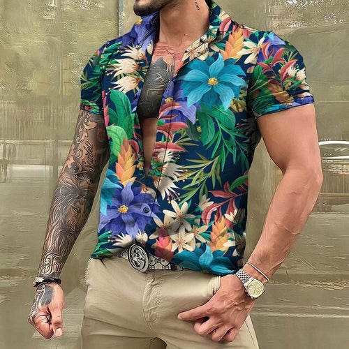 Hawaiihemd - Button-Up - Bedruckt - Kurzarmhemd - Herrenhemden