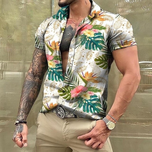 Hawaiihemd - Button-Up - Bedruckt - Kurzarmhemd - Herrenhemden