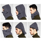 3-in-1 Wintermütze mit Kapuze und Schal – Grau