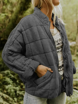 Oversized Gefütterte Übergangsjacke - Eliza – Dunkelgrau