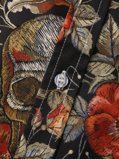 Hemd mit kurzen Ärmeln - Totenkopfdruck - mit Kragen - Hemd mit Knopfleiste - Herrenbekleidung