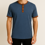 Henley Hemd Herren | Knopfleiste & Sportlicher Stehkragen – Dunkelblau