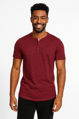 Henley Shirt Herren | Knopfleiste & Bequemer Sitz – Rot