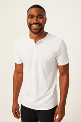 Henley Shirt Herren | Knopfleiste & Bequemer Sitz – Weiß
