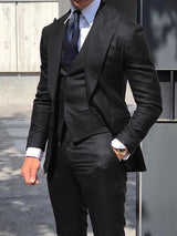 Herren Hochzeitsanzug Dreiteiler Elegant – Schwarz
