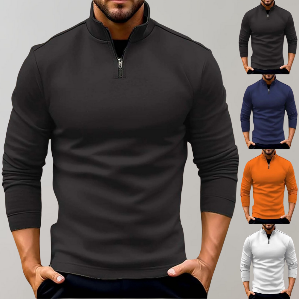 Herren-Pullover mit Viertelreißverschluss | Langarm | Pullover | Sweatshirt mit halbem Reißverschluss | Herren-Pullover mit Viertelreißverschluss