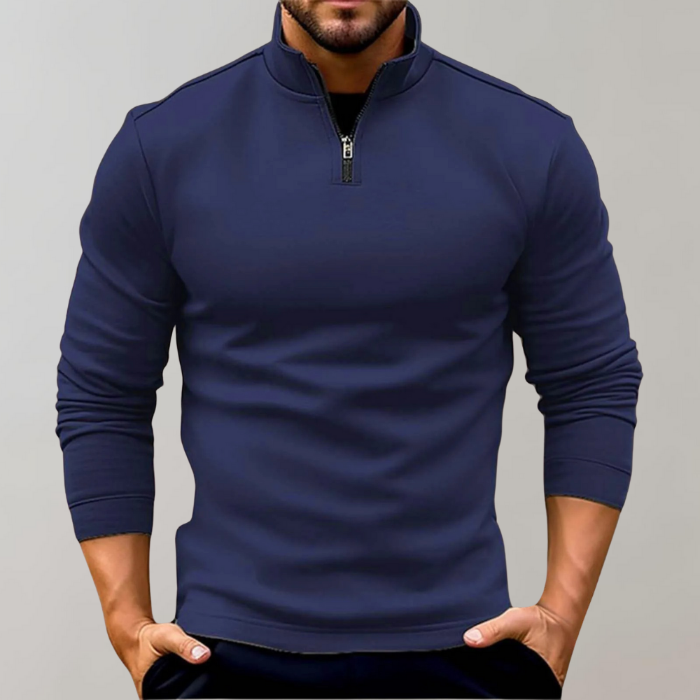 Herren-Pullover mit Viertelreißverschluss | Langarm | Pullover | Sweatshirt mit halbem Reißverschluss | Herren-Pullover mit Viertelreißverschluss